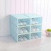 Foldable 6 Shoe Box Transparent Plastic Flip Drawer Type  White Pink Blue Green