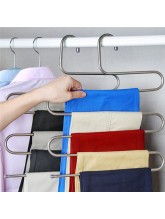 S Type Clothes Pants Trouser Hanger Multi Layers Storage Rack Closet Space Saver Stainless Steel